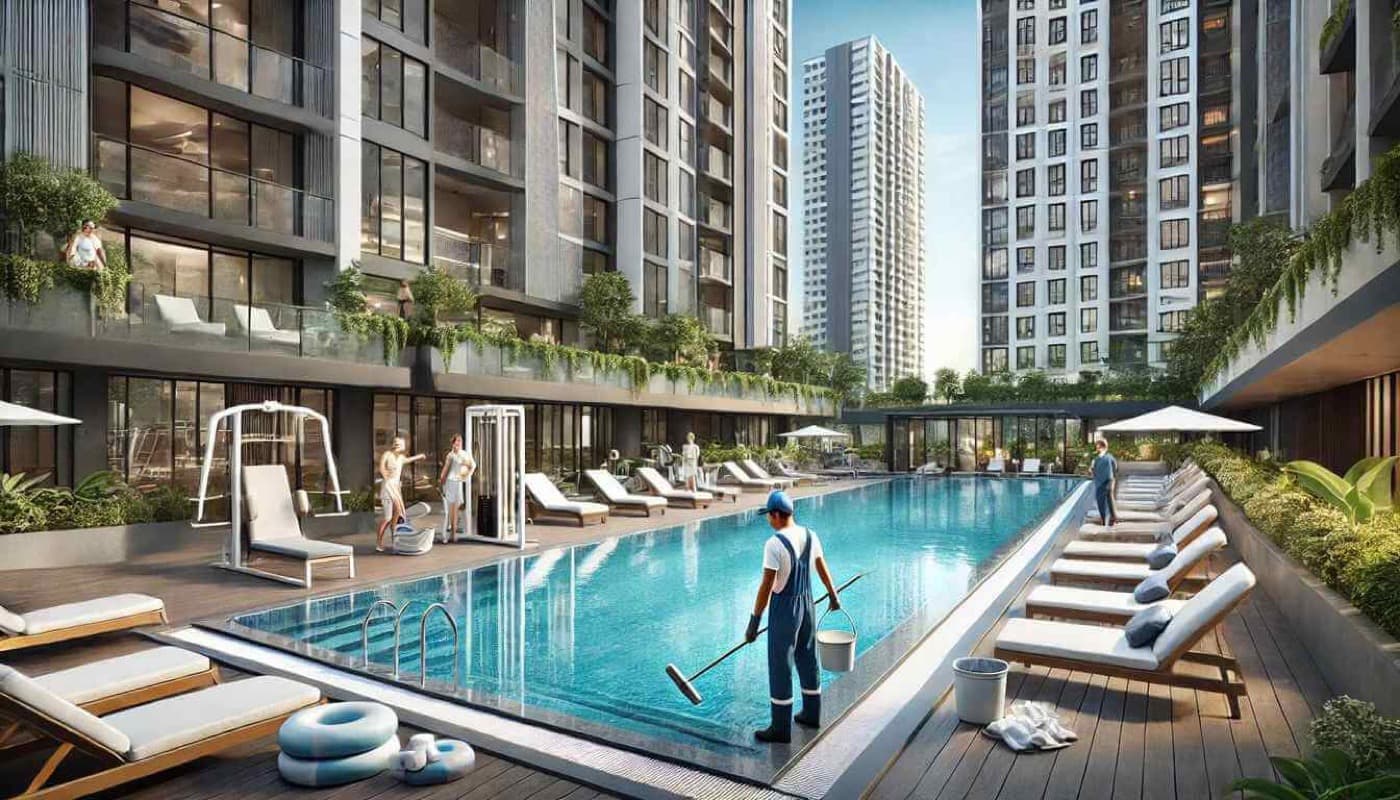 Pool and gym maintenance in luxury towers: keeping facilities at the highest standard.
